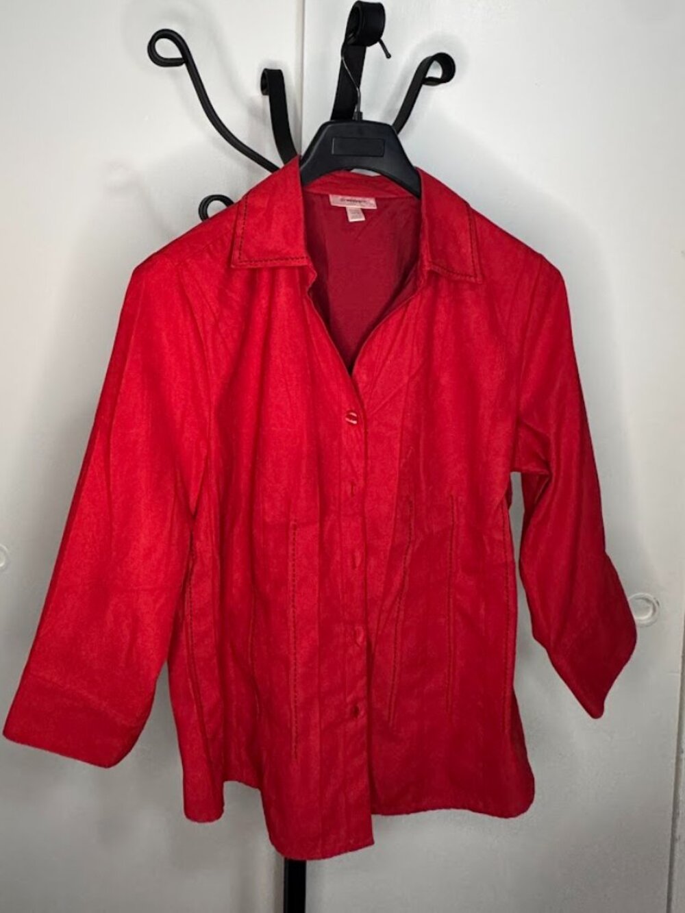 Dressbarn Red Faux Suede Button Front Jacket Size 14/16